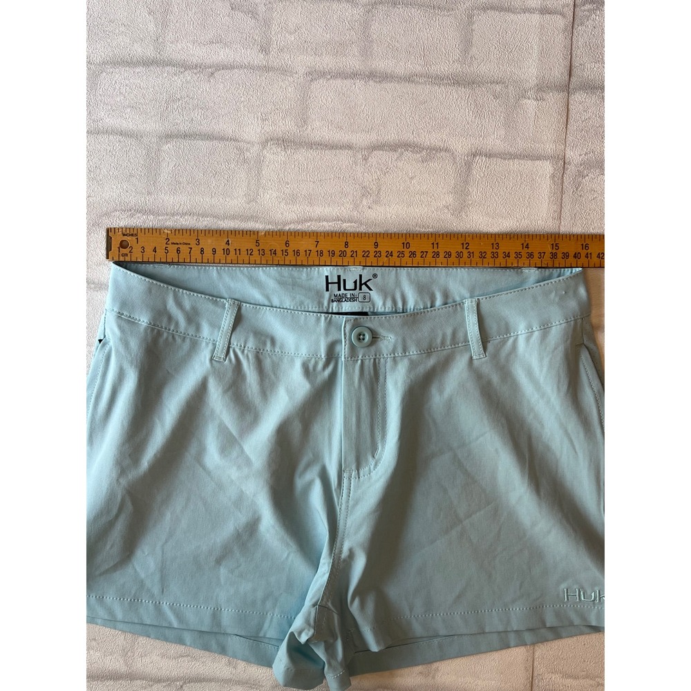 Huk Pursuit Fishing Shorts Womens 8 Blue Aqua Performance Quick Dry gorpcore - Picture 9 of 9